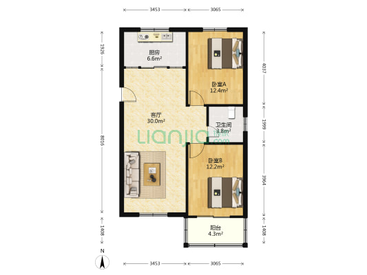 康居园小区 2室1厅1卫 89平方