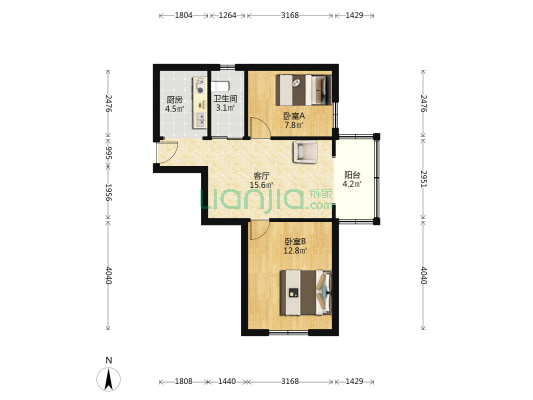 燕山里供电楼 2室1厅1卫 65平方