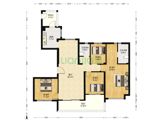 碧桂园 4室1厅2卫 140平方
