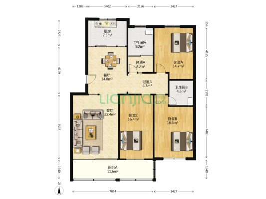 鸿基花园(寿光市) 3室2厅2卫 151平方