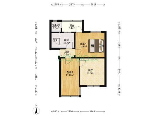 玉林西路4号 2室1厅2卫 59平方