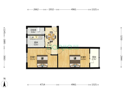 新华书店家属院 2室1厅1卫 60平方