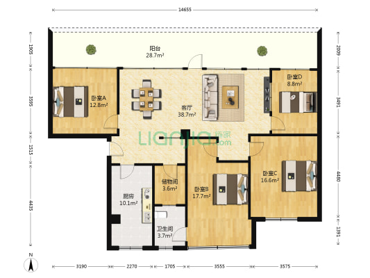湖滨路326号院 4室1厅1卫 118平方