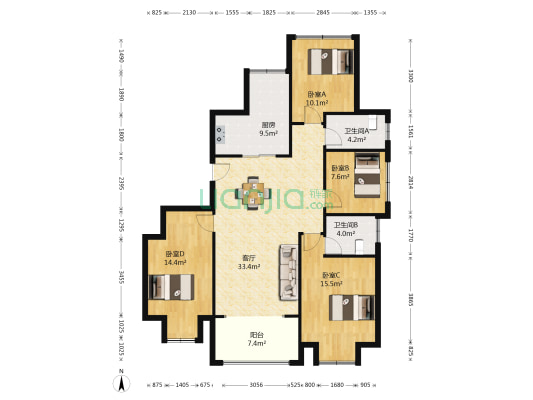 正荣华府 4室1厅2卫 134平方