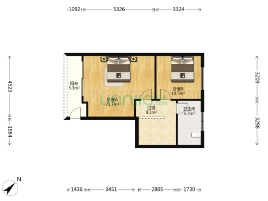 太平村东城队 2室0厅1卫 72平方