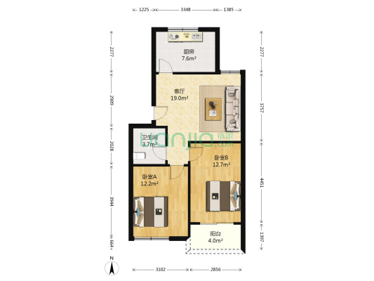 永合泰丰苑 2室1厅1卫 74平方