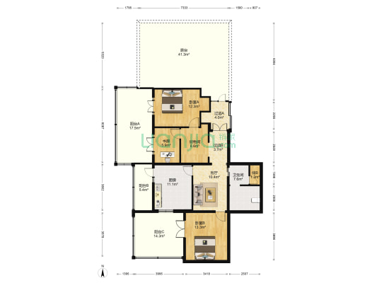 北潞春家园 3室1厅1卫 95平方
