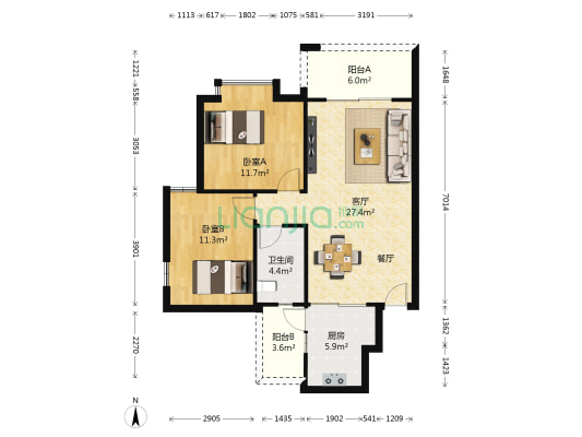 南浦海滨花园 2室1厅1卫 80平方