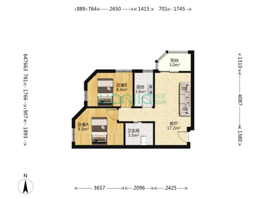 乐活居 2室1厅1卫 68平方