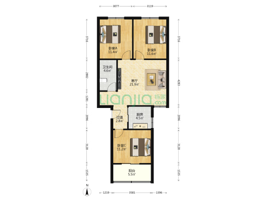 水务局小区 3室1厅1卫 93平方