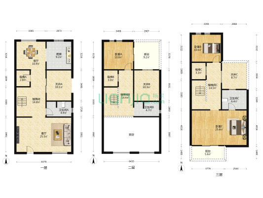 桃源里二期 3室2厅3卫 182平方