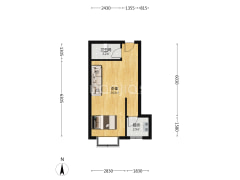 简单装修朝南一居室  户型方正 采光好 有电梯-涿州天保郦景户型图