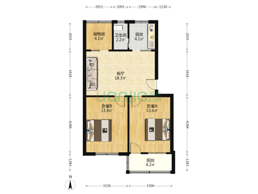 麦园南昌林校 2室1厅1卫 71平方