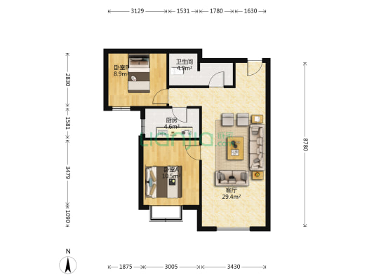 三利中和城二期  离京一步之遥   朝南高楼层-户型图