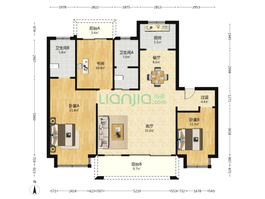 海安广纳玲珑溪 3室2厅2卫 145平方