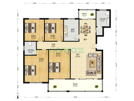 颐年楼 4室1厅2卫 194平方