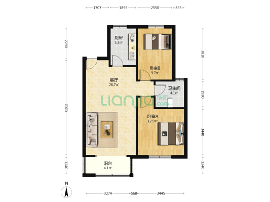隆泰家园南区 2室1厅1卫 99平方