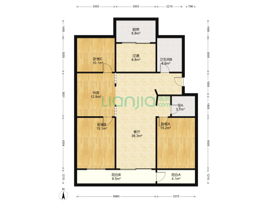 富豪小区 4室1厅2卫 143平方