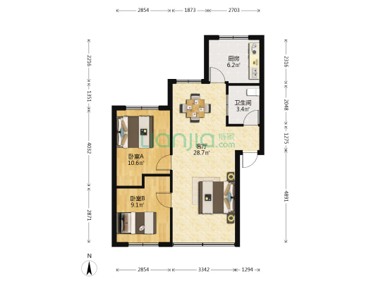 小屯路105号 2室1厅1卫 76平方