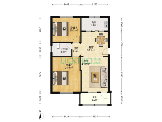 南雷路 2室2厅1卫 91平方
