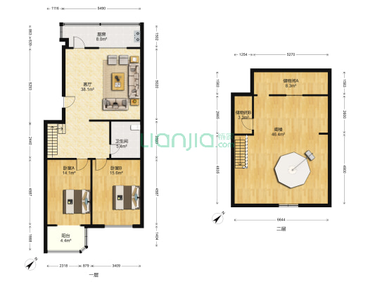 悦馨居 2室1厅1卫 103平方