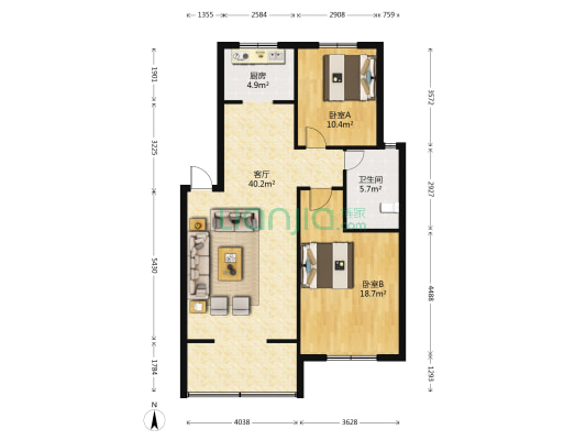 滨河花园(鼓楼区) 2室1厅1卫 90平方