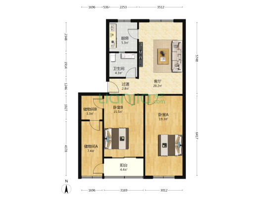 金龙小区 2室1厅1卫 105平方