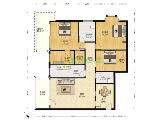 黄泥磅大帝花园1楼住宅，诚心出售，带租约，开鲜花店-户型图