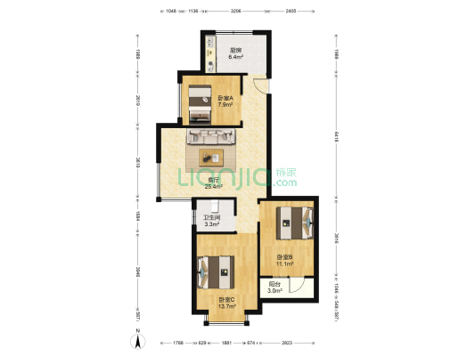 新野上郡静园 3室1厅1卫 91平方