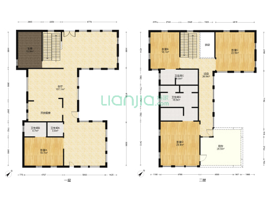 桃花源 4室1厅4卫 480平方