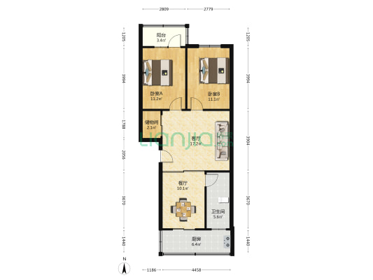 重汽家属院 2室2厅1卫 79平方