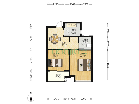顺福雅苑(一区) 2室1厅1卫 57平方