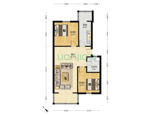 协和村12号 2室1厅1卫 80平方