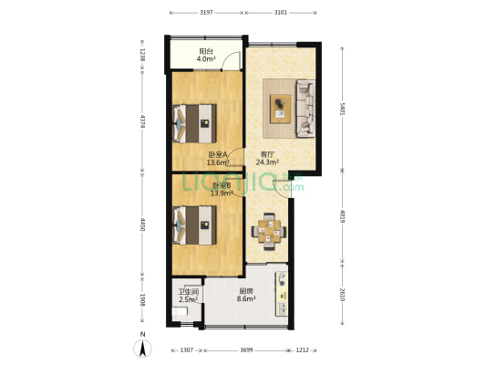 福兴大院 2室1厅1卫 85平方