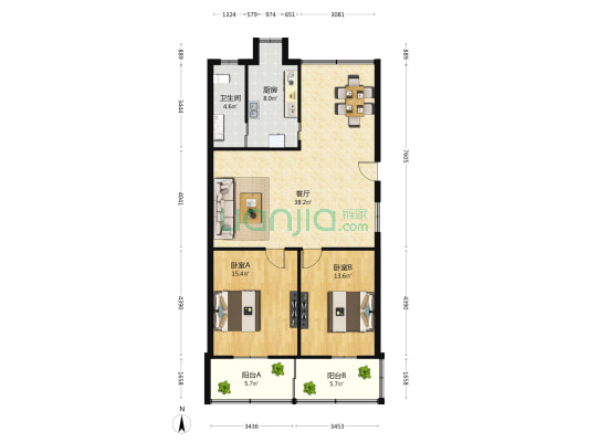 水工路 2室1厅1卫 105平方