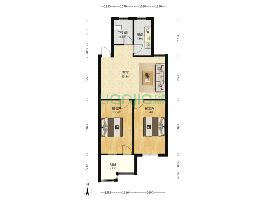 汇龙苑小区 2室1厅1卫 79平方