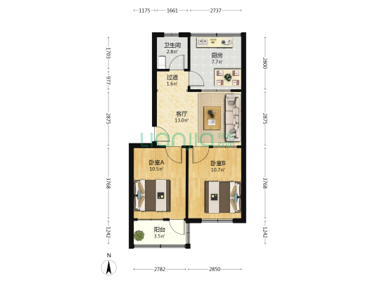 蓄电池小区 2室1厅1卫 60平方