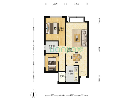 阳光溪山美地 2室1厅1卫 65平方
