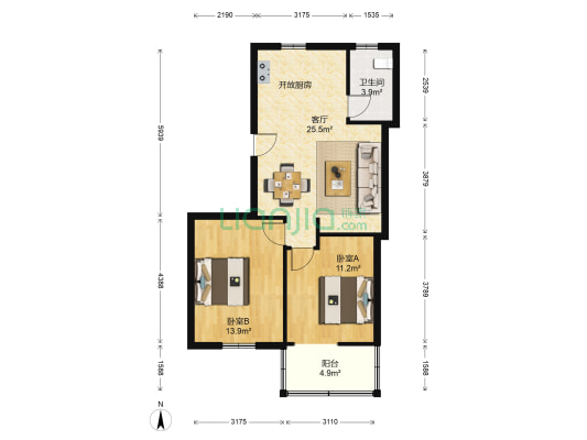 南环西路27号 2室1厅1卫 68平方
