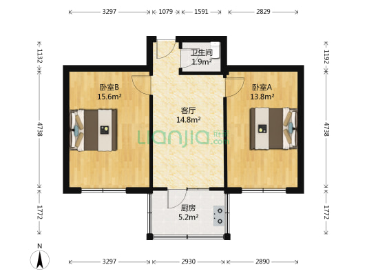 西厢街 2室1厅1卫 63平方