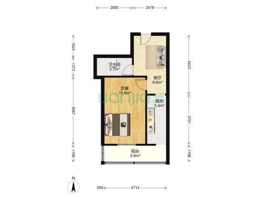 瑞金里 1室1厅1卫 47平方