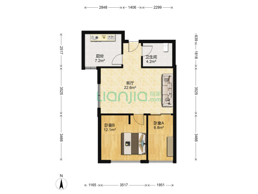 福临万家青山路263号 2室1厅1卫 63平方