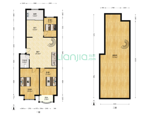 东方广场1期 3室2厅1卫 114平方