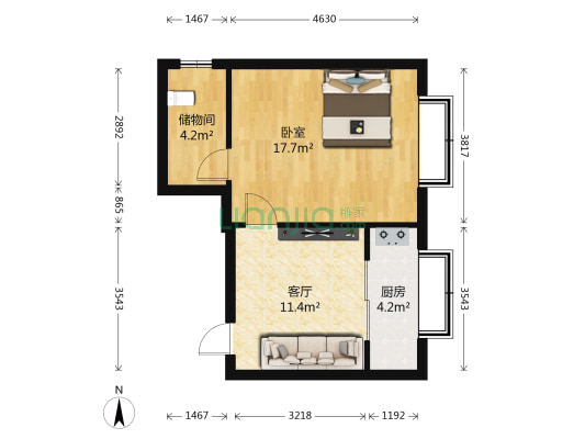 海泰别墅区 1室1厅0卫 50平方