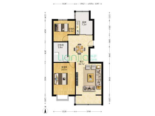 雅新小区 2室1厅1卫 94平方
