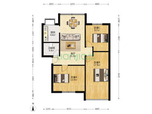 瑞兆苑 3室1厅1卫 87平方