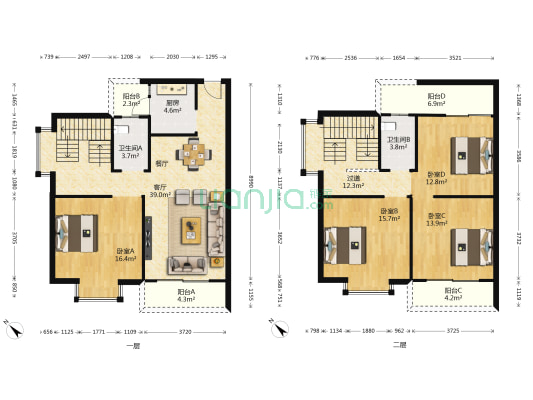 星湖茗居 4室1厅2卫 172平方