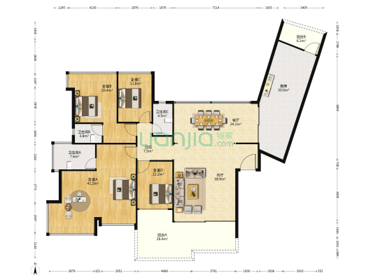 星光礼寓 4室2厅3卫 256平方