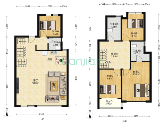 四季都会晓风来 4室1厅3卫 146平方