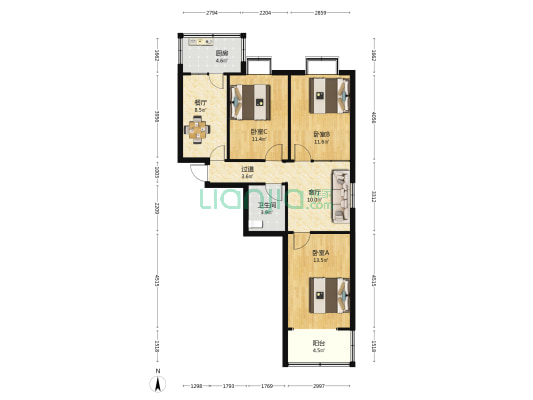 丛台路53号院 3室2厅1卫 82平方